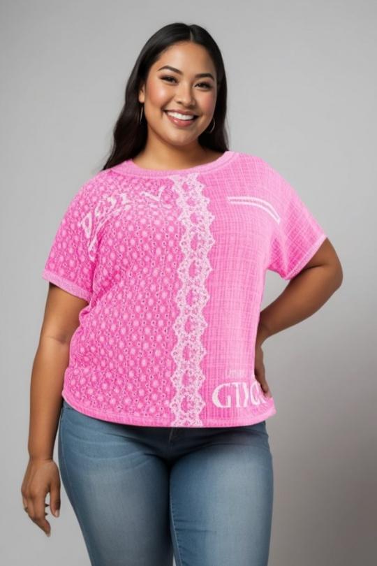 T-shirts Femme Rose Pomme Rouge C8013 Efashion Paris