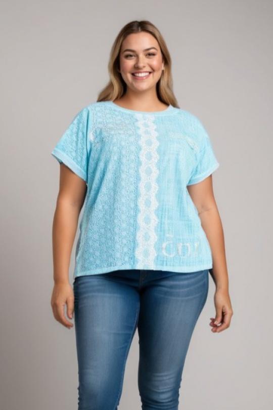 T-shirts Femme Turquoise Pomme Rouge C8013 Efashion Paris