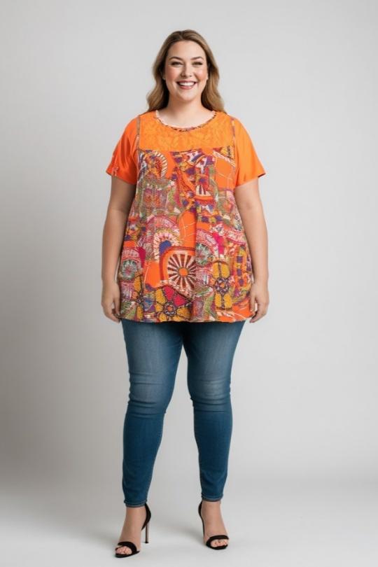 Tuniques Femme Orange Pomme Rouge A233 Efashion Paris