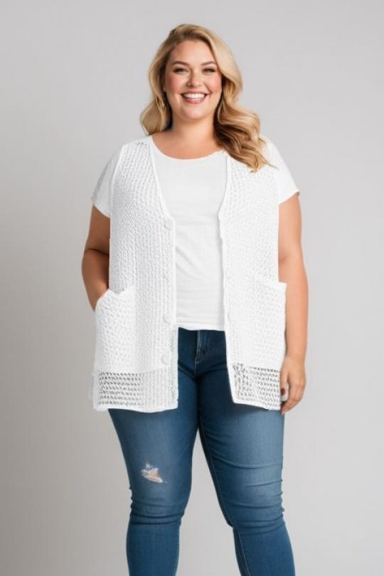 Gilets Femme Blanc Pomme Rouge A318 Efashion Paris
