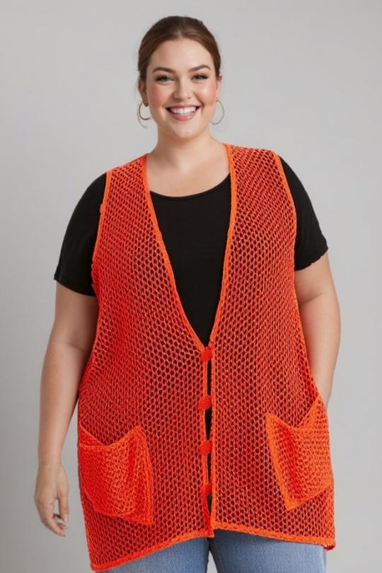 Gilets Femme Orange Pomme Rouge A318 Efashion Paris