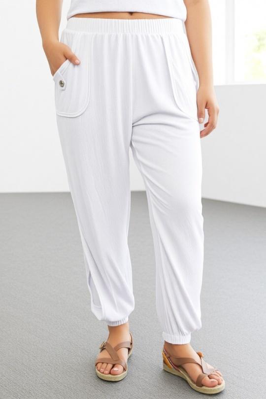 Pantaloni Donna White Pomme Rouge B117 Efashion Paris