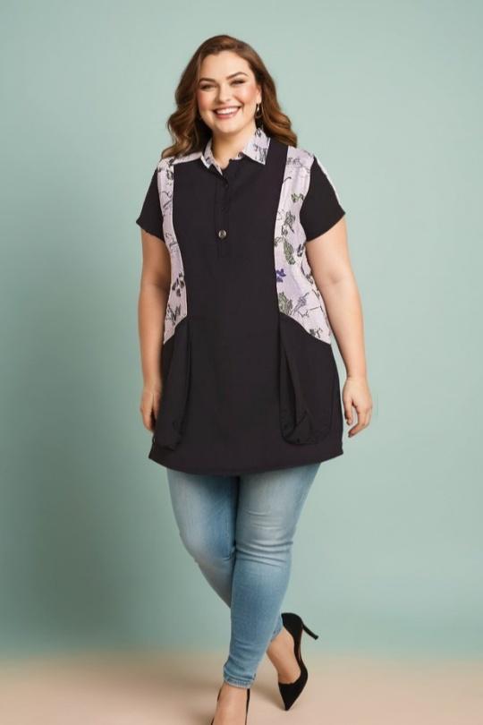 Tuniche Donna Black Pomme Rouge A877 Efashion Paris