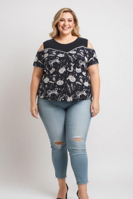 Tops Women Black Pomme Rouge C6203 Efashion Paris