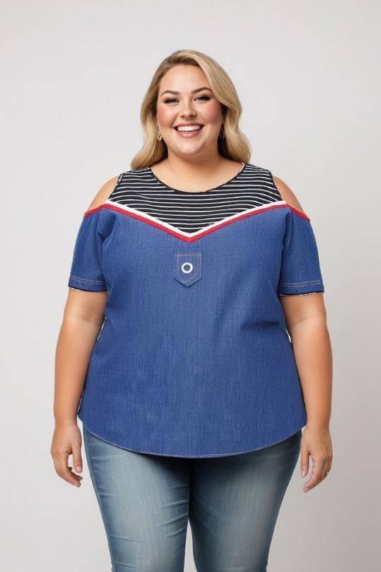 Tops Women Blue Pomme Rouge C6220 Efashion Paris