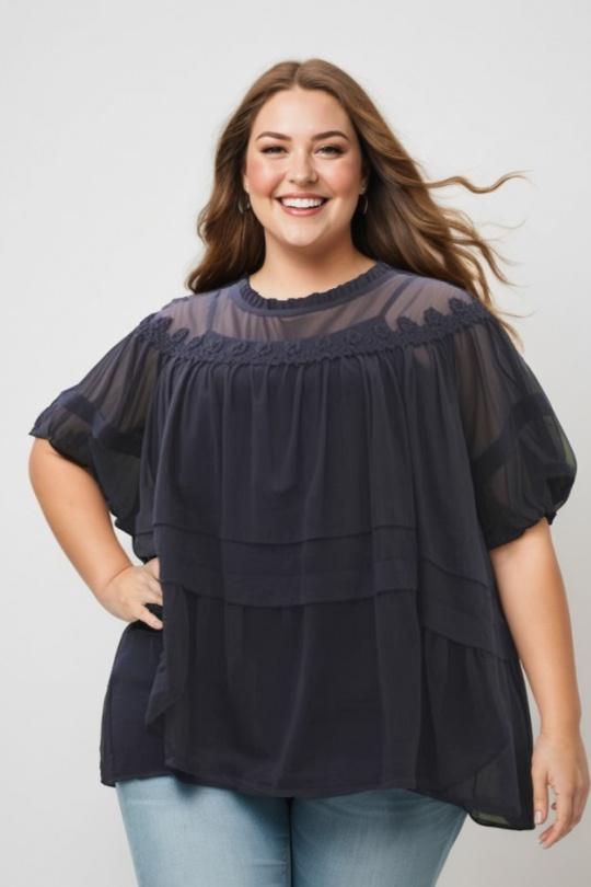 Chemises & blouses Femme Noir Pomme Rouge C6563 Efashion Paris