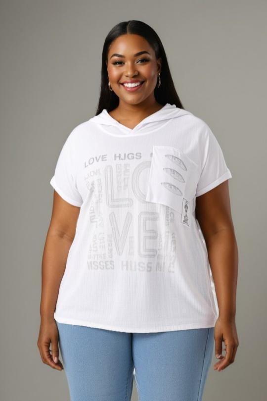 T-shirt Women White Pomme Rouge C8012 Efashion Paris