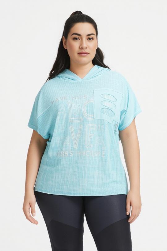 T-shirt Women Turquoise Pomme Rouge C8012 Efashion Paris