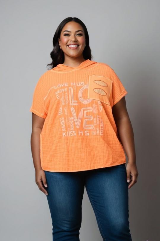T-shirt Women Orange Pomme Rouge C8012 Efashion Paris