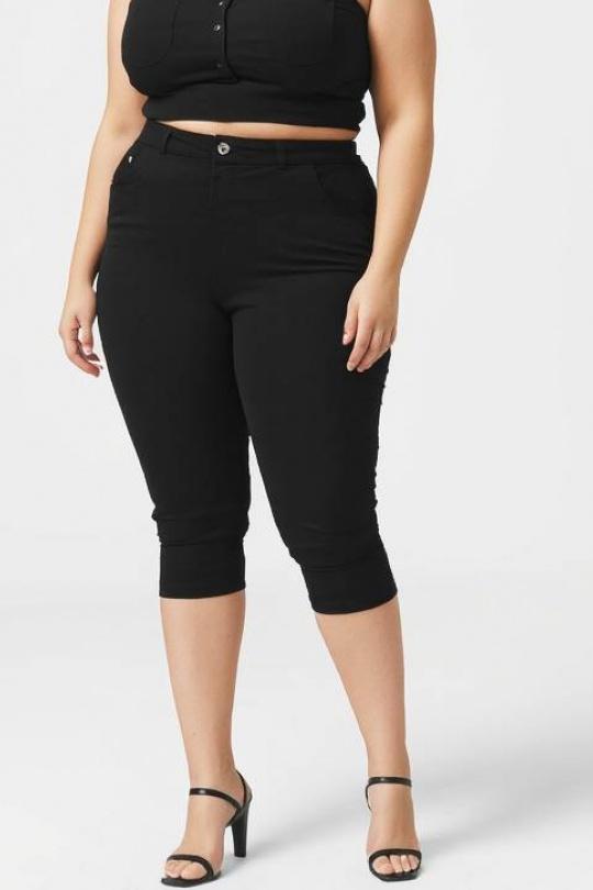 Cropped trousers Women Black Pomme Rouge B232 Efashion Paris