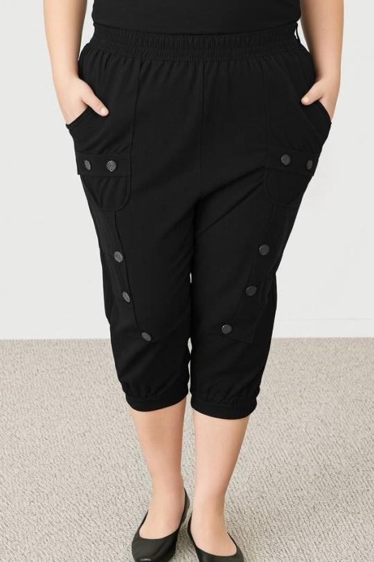 Cropped trousers Women Black Pomme Rouge B192 Efashion Paris