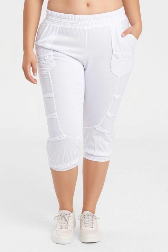 Cropped trousers Women White Pomme Rouge B192 Efashion Paris