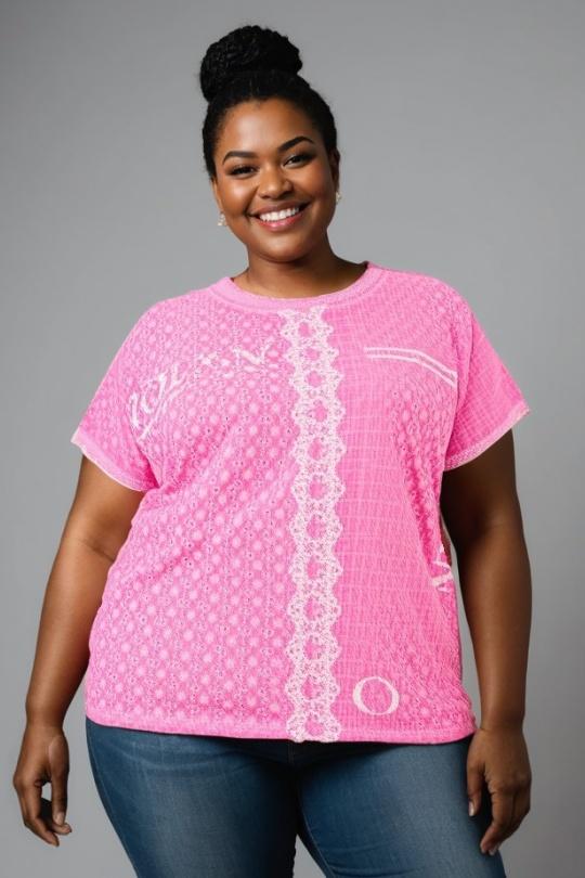 T-shirts Femme Rose Pomme Rouge C8013 Efashion Paris