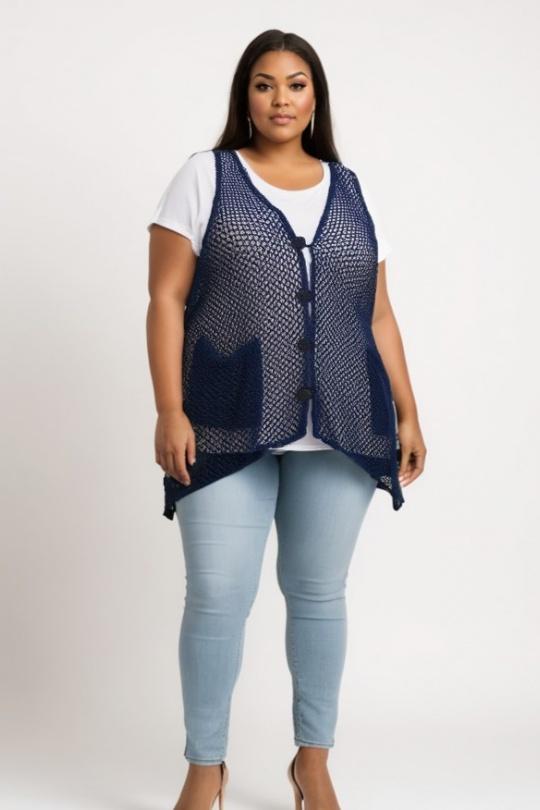 Cárdigans Mujer Blue Pomme Rouge A318 Efashion Paris