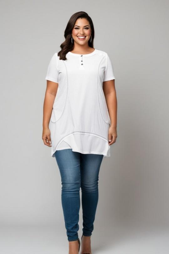 Tuniques Femme Blanc Pomme Rouge A699 Efashion Paris