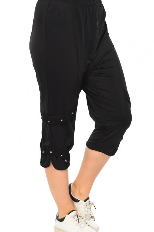 Cropped trousers Women Black Pomme Rouge B160 Efashion Paris