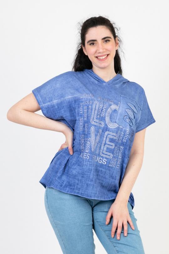 T-shirts Femme Bleu Pomme Rouge C8012 Efashion Paris