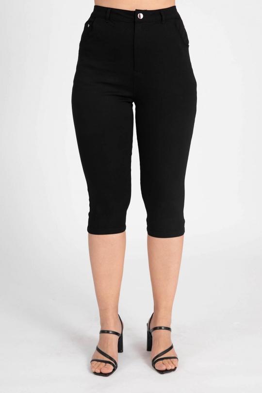 Cropped trousers Women Black Pomme Rouge B232 Efashion Paris