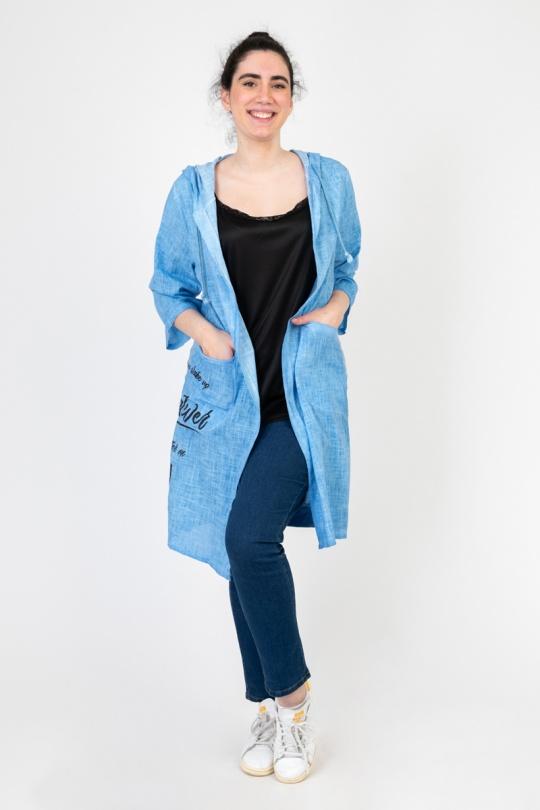 Cardigans Women Light blue Pomme Rouge C8021 Efashion Paris