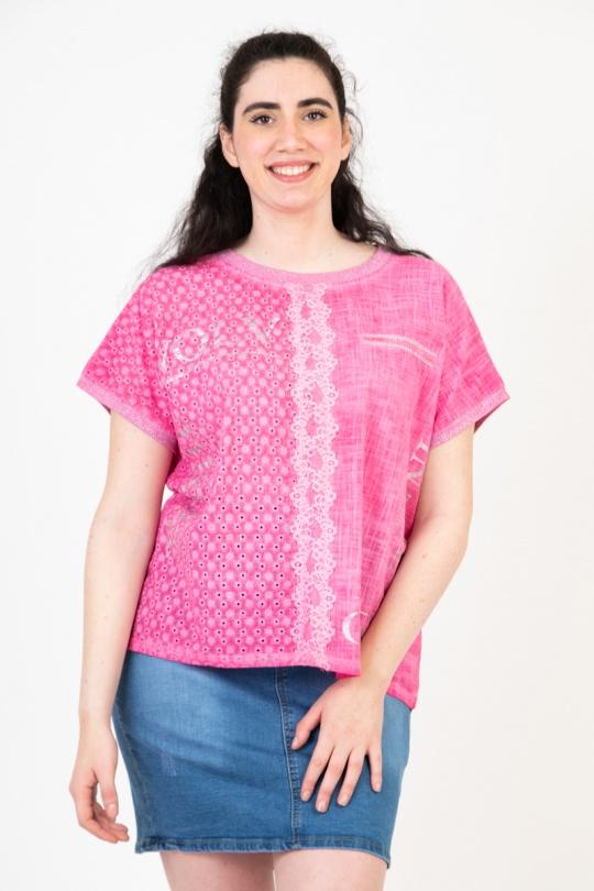 T-shirt Women Pink Pomme Rouge C8013 Efashion Paris