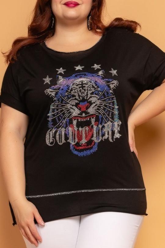 T-shirt Women Black Pomme Rouge T51946 Efashion Paris