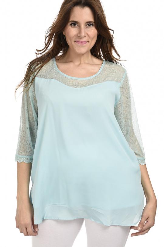 Shirts & blouses  Women Turquoise Pomme Rouge A581 Efashion Paris