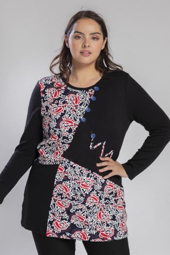 Tuniques Femme Noir Pomme Rouge A736 Efashion Paris