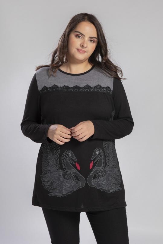 Tuniques Femme Noir Pomme Rouge A738 Efashion Paris