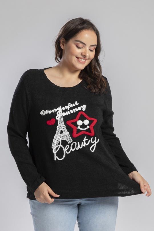 Pulls Femme Noir Pomme Rouge A961 Efashion Paris