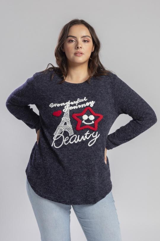 Pulls Femme Bleu Pomme Rouge A961 Efashion Paris