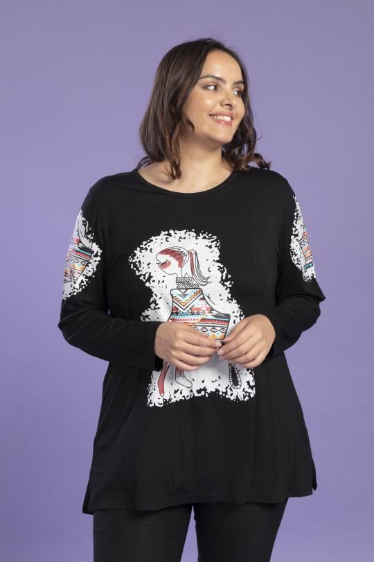 T-shirts Femme Noir Pomme Rouge A917 Efashion Paris