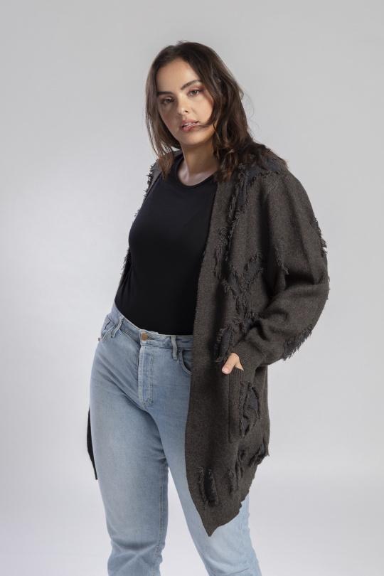 Cárdigans Mujer Grey Pomme Rouge JX085 Efashion Paris