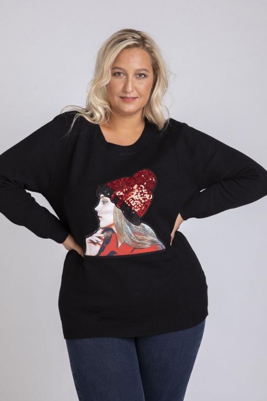 Maglione Donna Black Pomme Rouge JX037 Efashion Paris