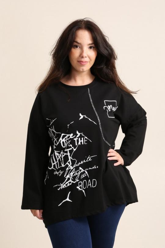 T-shirt Women Black Pomme Rouge T39081 Efashion Paris