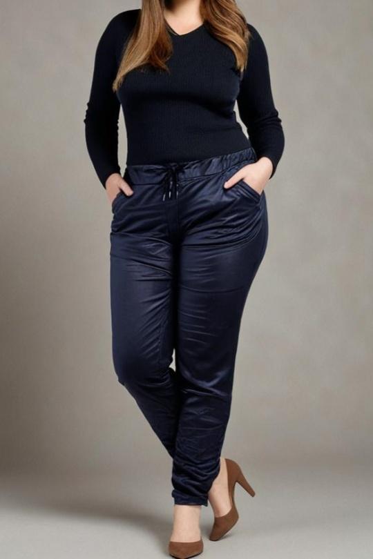Trousers Women Blue Pomme Rouge T6747 Efashion Paris