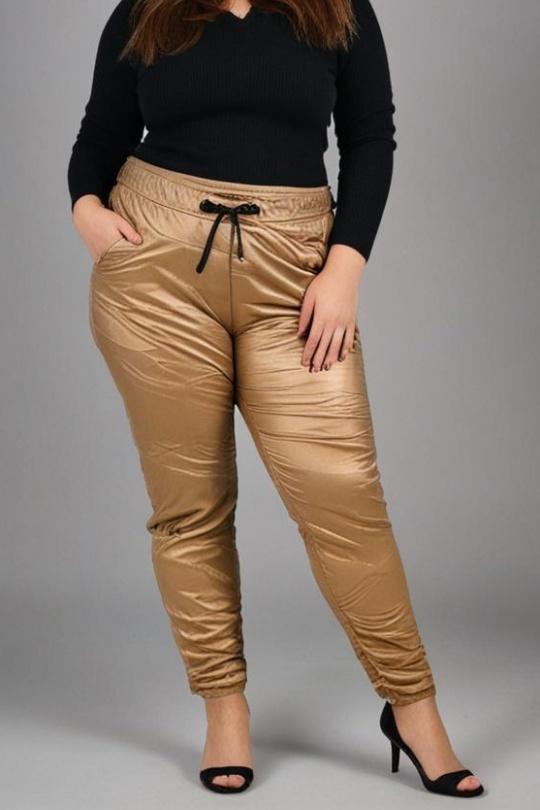 Trousers Women Gold Pomme Rouge T6747 Efashion Paris