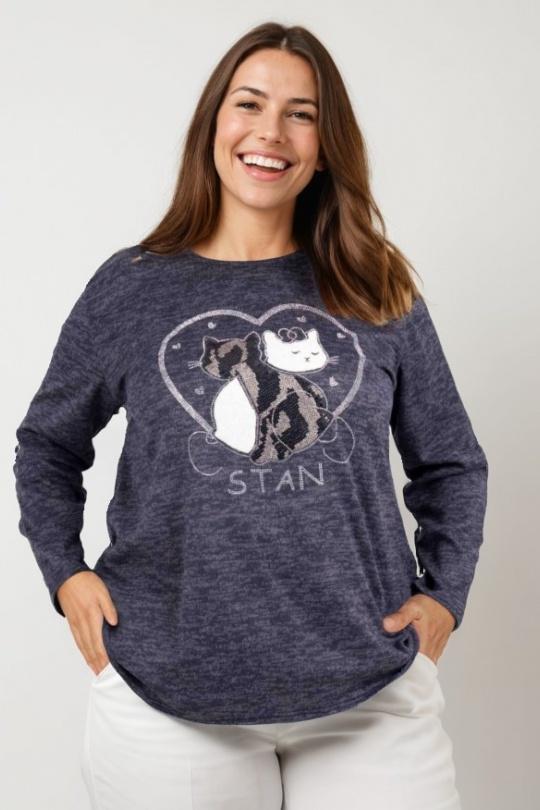 Jumpers Women Blue Pomme Rouge T9818A Efashion Paris