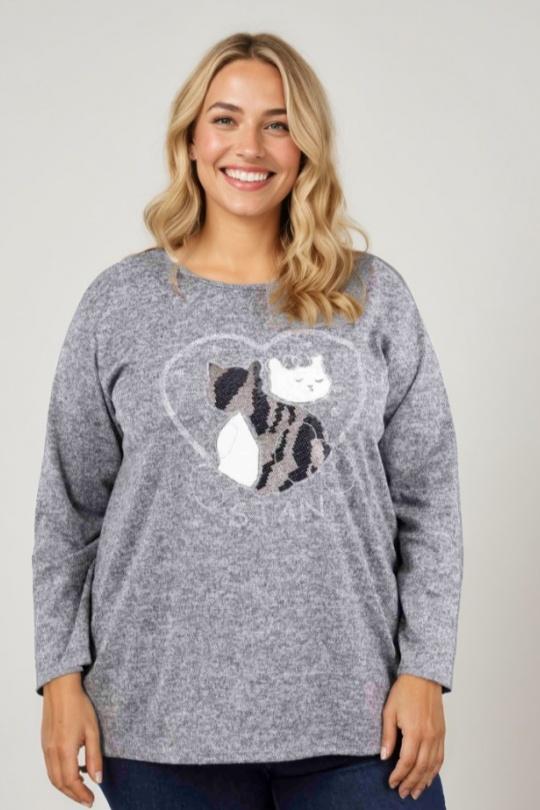 Jumpers Women Grey Pomme Rouge T9818A Efashion Paris