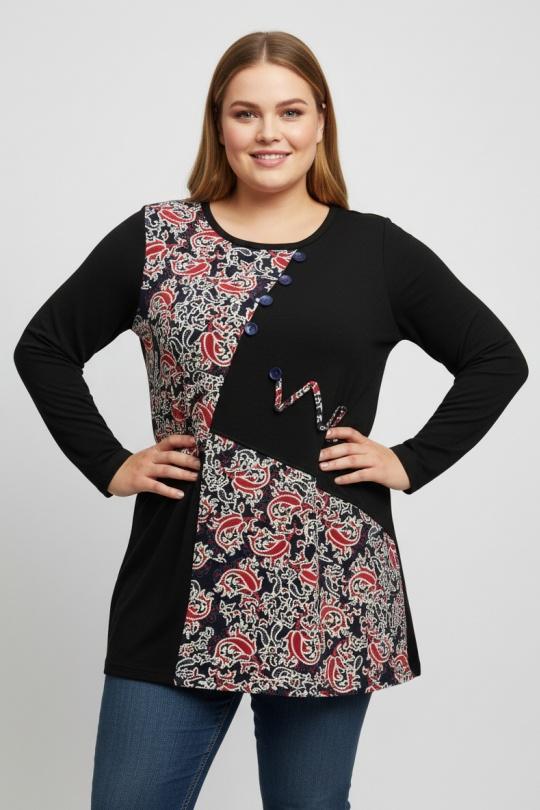 Tuniques Femme Noir Pomme Rouge A736 Efashion Paris