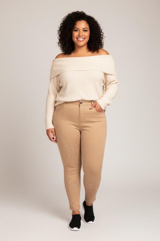 Jeans Women Beige Pomme Rouge B201 Efashion Paris