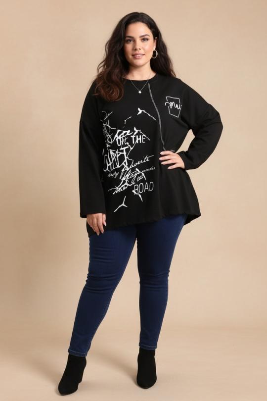 T-shirt Women Black Pomme Rouge T39081 Efashion Paris