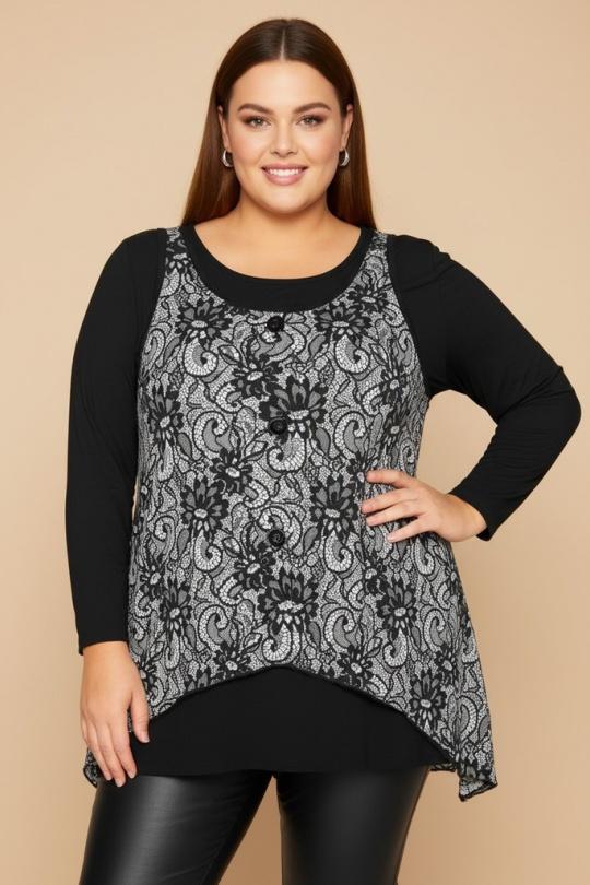 Tops Femme Noir Pomme Rouge A257 Efashion Paris