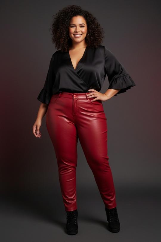 Trousers Women Red Pomme Rouge B305 Efashion Paris