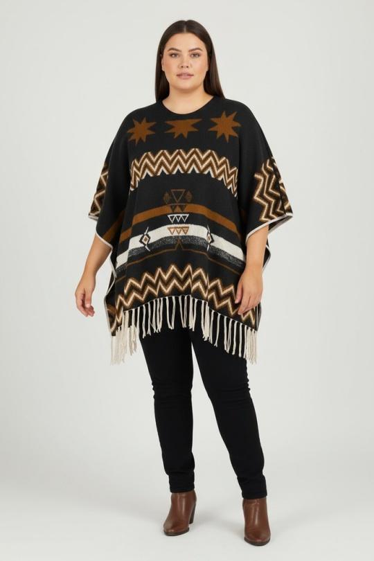 Capes & ponchos Femme Noir Pomme Rouge T08012 Efashion Paris