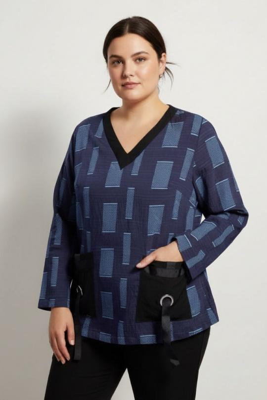 Tops Donna Blue Pomme Rouge C6138 Efashion Paris