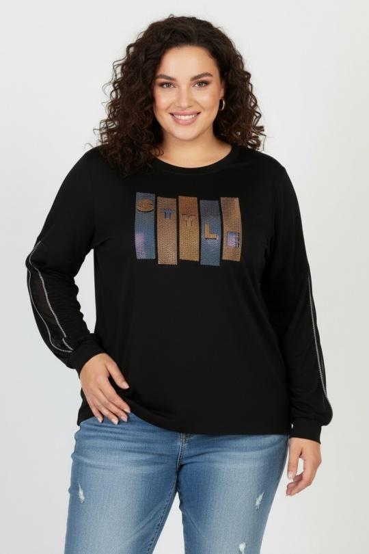 T-shirt Women Black Pomme Rouge C6603 Efashion Paris