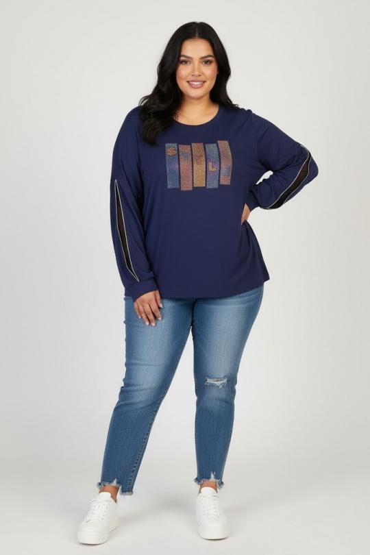 T-shirt Women Blue Pomme Rouge C6603 Efashion Paris