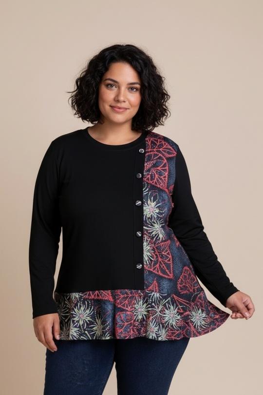 Chemises & blouses Femme Noir Pomme Rouge C6242 Efashion Paris