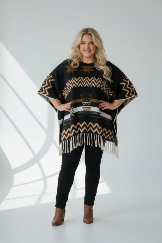 Mantelle e poncho Donna Black Pomme Rouge T08012 Efashion Paris