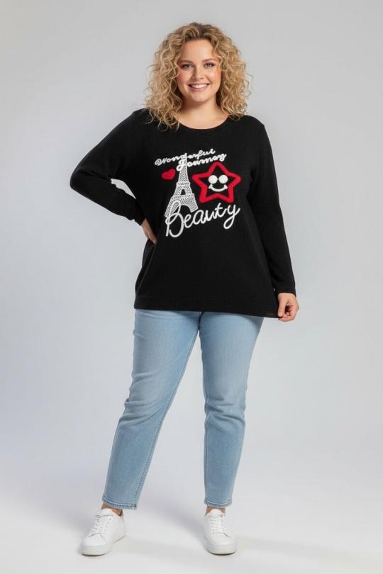 Pulls Femme Noir Pomme Rouge A961 Efashion Paris